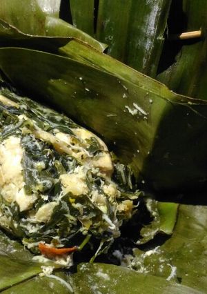 Foto resep Botok Daun Singkong, Ebi, Tahu, Tempe
