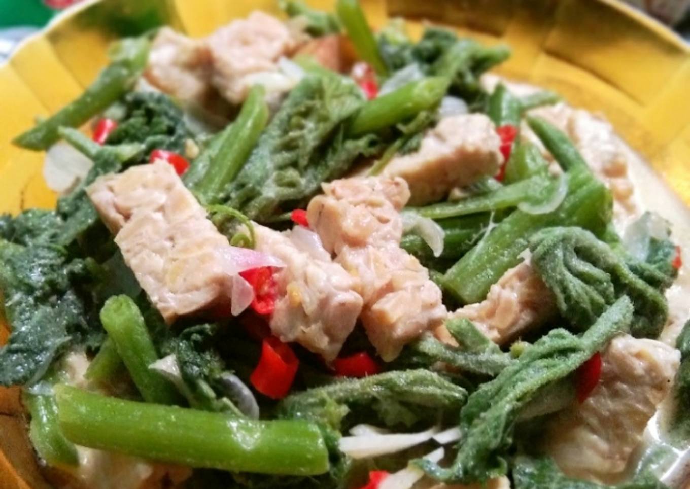Sayur pucuk labu+tempe masak santan