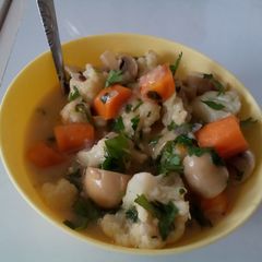 A picture of Hearty mushroom veggie soup#vegetable contest.