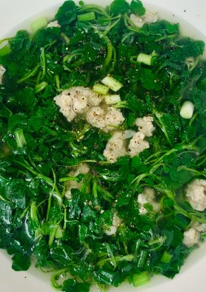 Hình của món Canh xà lách xoong thịt bằm.