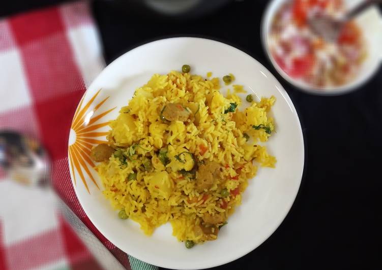 Simple Way to Make Homemade Soya chunks veg pulav