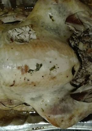Una foto de Pavo relleno