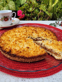 Una foto de Tarta arenada coco y dulce de leche