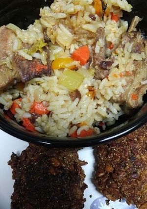 A picture of Lamb and Rice.