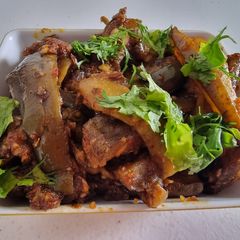 A picture of Brinjal chips masala.