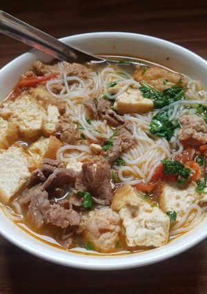 Hình của món Bún riêu cua đậu bò.
