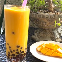 A picture of Mango Boba (Tapioca pearl) Smoothie.