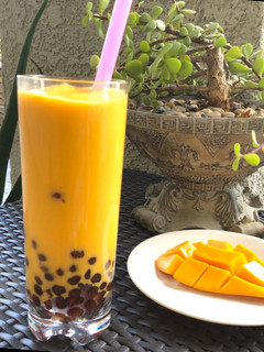 A picture of Mango Boba (Tapioca pearl) Smoothie.