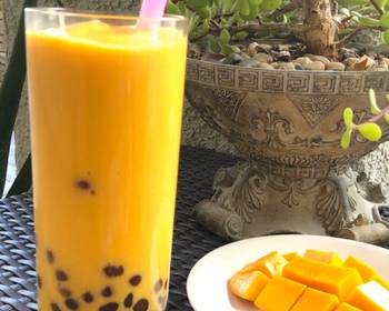 Easy Recipe Mango Boba Tapioca pearl Smoothie Most Delicious