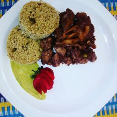A picture of Chicken Livers with Bread layered on Avo Mousse #OffalCooking.