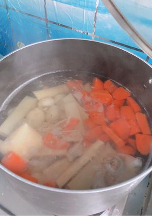 竹蔗茅根馬蹄紅蘿蔔粟米湯 的食譜成品照片