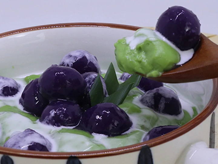 Langkah Gampang Menyiapkan Resep Bubur Sumsum Greentea &amp;amp; Candil Ungu yang Enak Banget Anti Ribet, Bikin Ngiler