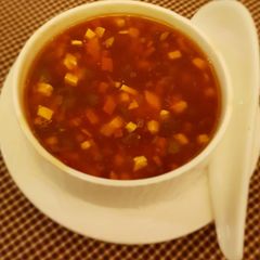 A picture of Hot and sour soup.