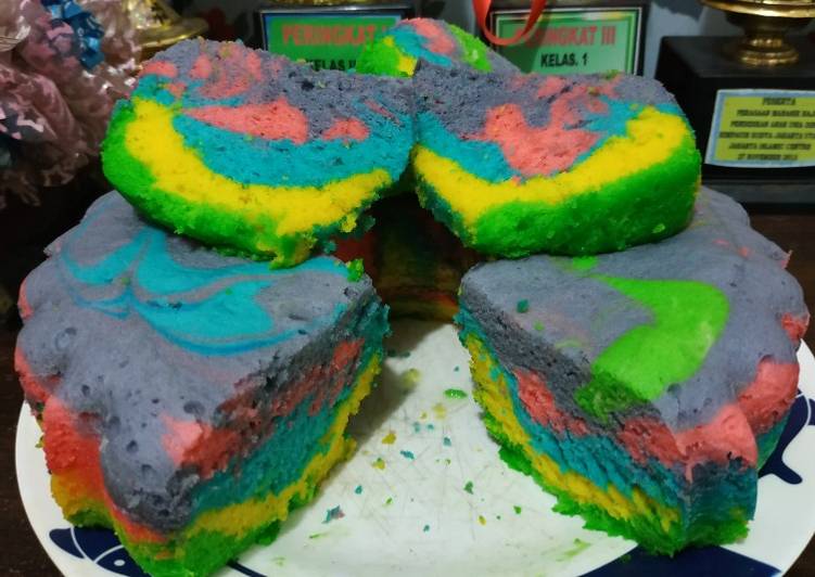 Resep Bolu rainbow kukus Anti Gagal