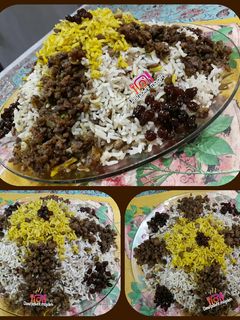 عکسی از دستور عدس پلو با گوشت چرخ کرده و کشمش