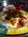 Bubur ayam kuah kuning (bubur dari nasi sisa semalam)