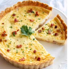 A picture of Deep-Dish Spinach and Bacon Quiche.