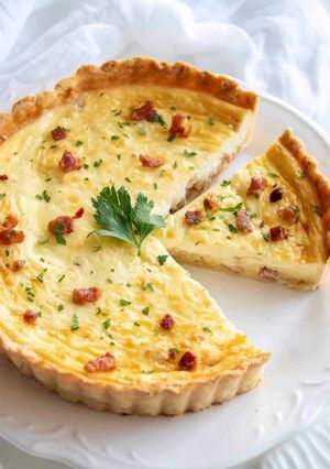 A picture of Deep-Dish Spinach and Bacon Quiche.