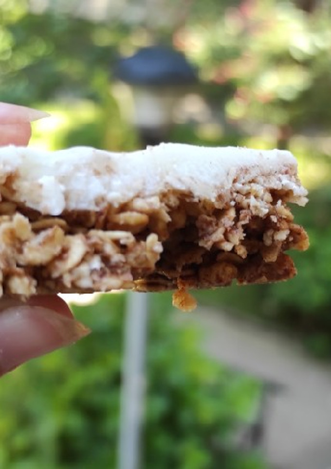Una foto de Barritas frías de avena y granola con cobertura de yogur