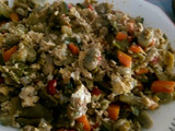Variado de verduras, salteadas con huevos