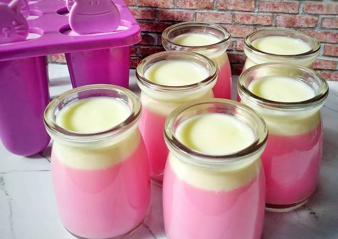 Resep Silky puding strawberry Anti Gagal