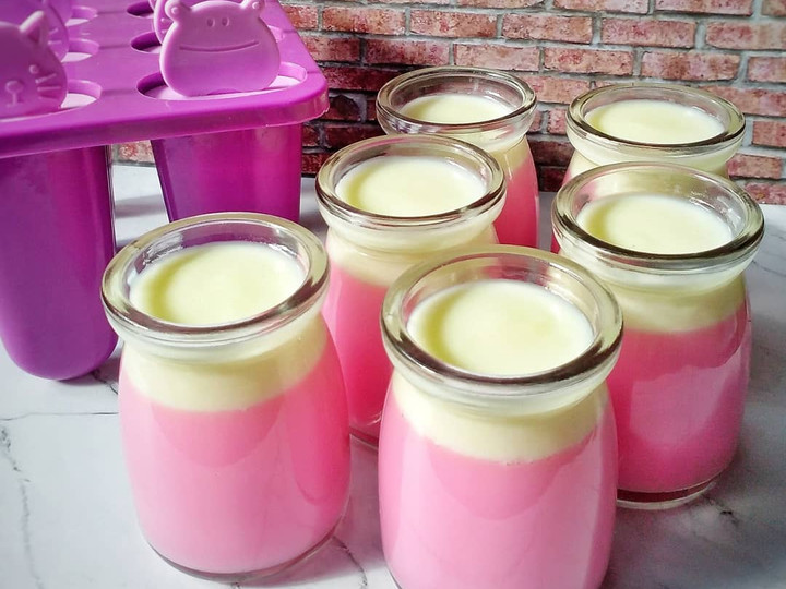 Resep Silky puding strawberry Anti Gagal