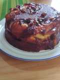 Torta volteada de melocotón