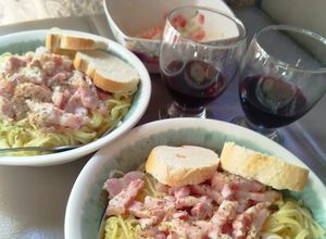 Una foto de Pasta Carbonara Súper Rápida