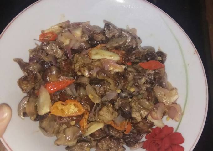 Ati ampela sambel goreng bawang, pedas asem.. #resepPertamaku