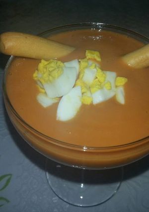 Una foto de Salmorejo de kumatos cherris