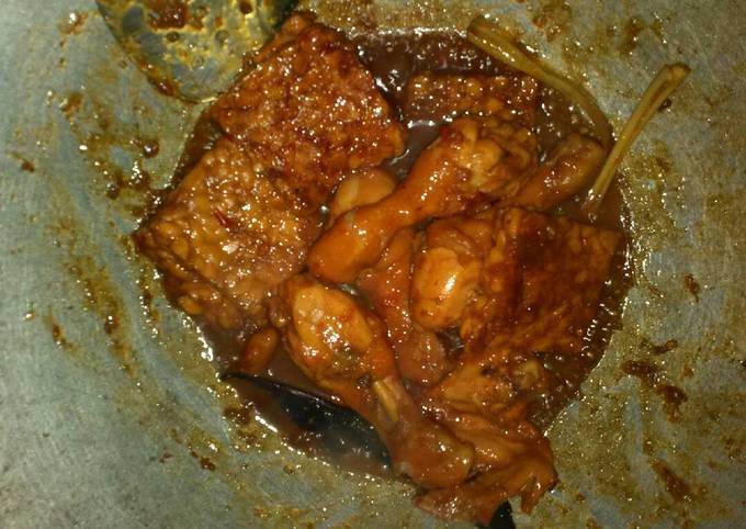 Ayam tempe bumbu rica pedas manis