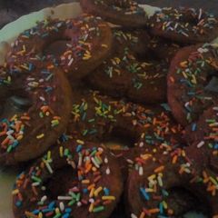 A picture of Home made colourfull donut.