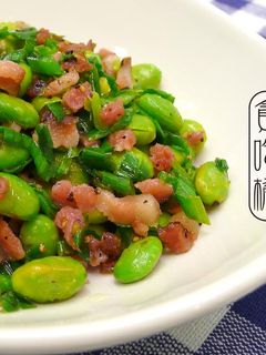 臘肉青蒜炒毛豆 ♥臘肉不只是年菜7 的食譜成品照片