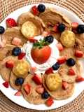 แพนเค้กโปรตีน สอดไส้กล้วย (สูตร Healthy)🥞🍌