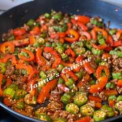 รูปของ Oseng ocra daging sapi cincang
