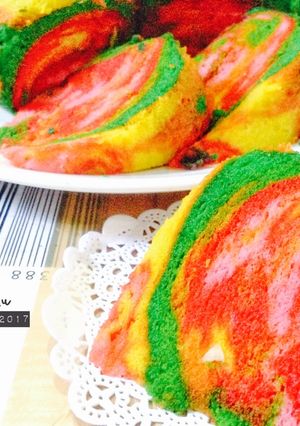Foto resep Steamed Rainbow Cake (Bolu Kukus) a la Ny. Liem
