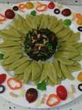 Girasol de pasta Foglie d'ulivo y espinacas salteadas con frutos secos