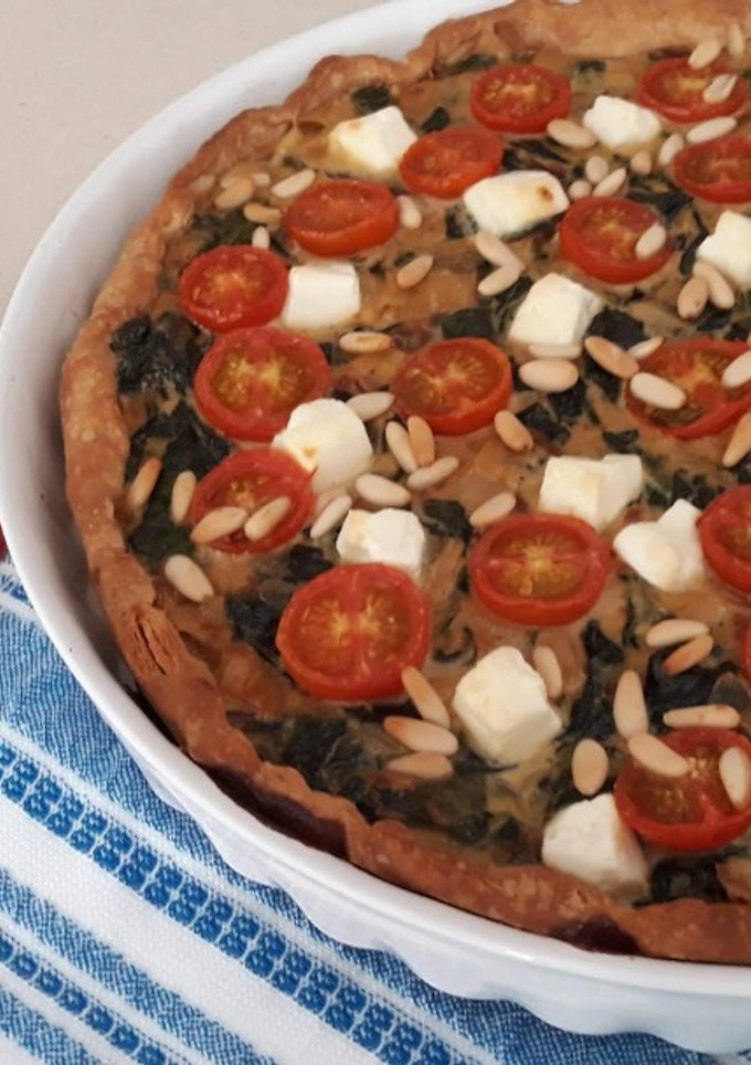Una foto de Quiche de espinacas y queso feta