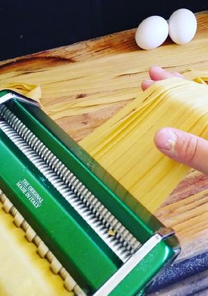 Una foto de Fetuccini al huevo caseros