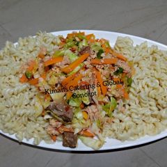 A picture of Pasta(Macaroni) with cabbage soup.