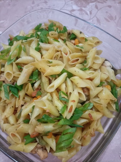 A picture of Chicken veggies pasta.
