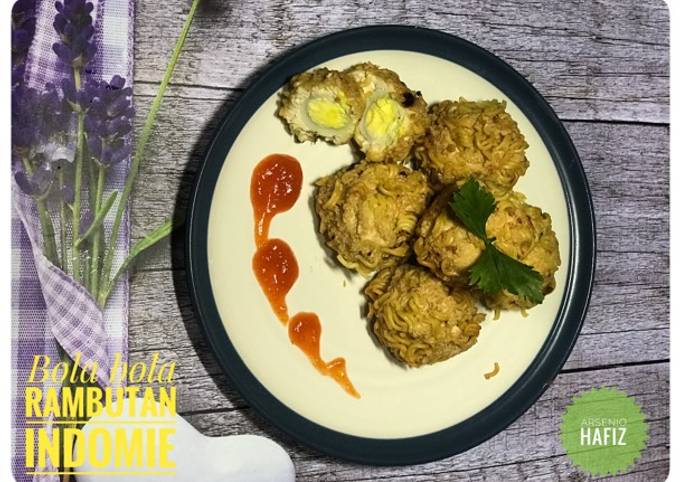 Cara membuat Bola bola rambutan indomie Cara membuat Bola bola rambutan indomie