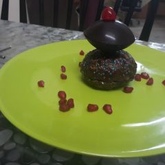 Chocolate Disc on chocolate cup cake A picture of Chocolate Disc on chocolate cup cake.