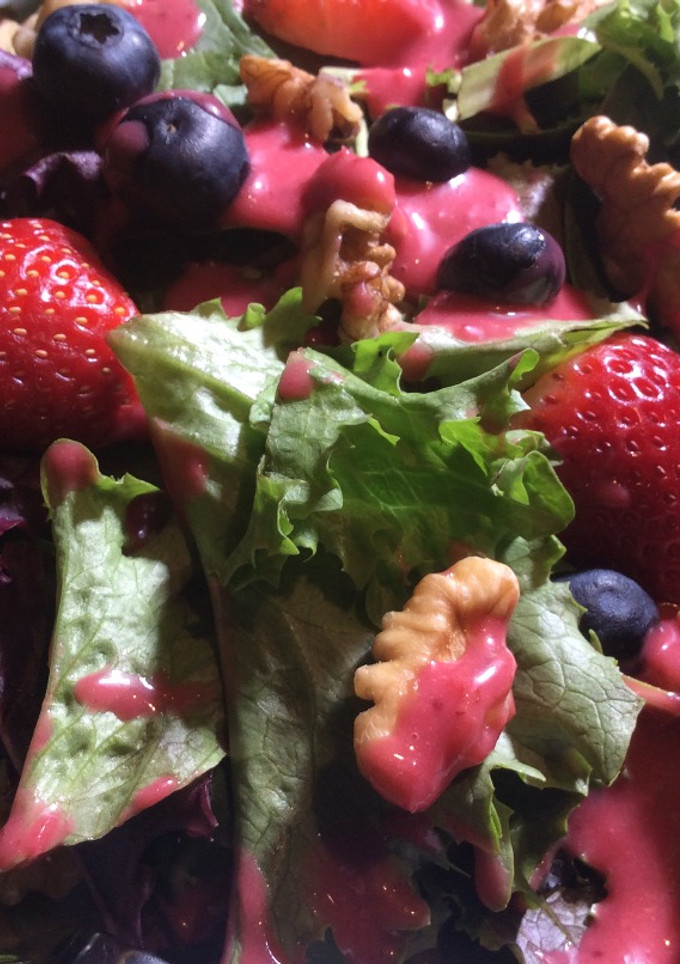 A picture of Multicolored Salad Dressed with Cranberries Vinaigrette.