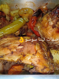 صورة لوصفة فراخ بالخضار فى الفرن