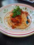 Spaghetti with Cod and Shrimp