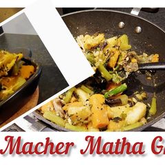 A picture of Illish macher matha diy pui shaker ghonto / Mixed Vegetable with Hilsa in Bengali Style.