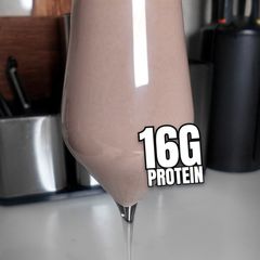 Two-minute chocolate protein shake, no blender A picture of Two-minute chocolate protein shake, no blender.