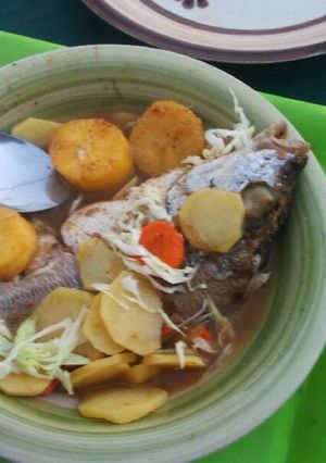 A picture of Potato and Plantain fish Pepper soup.