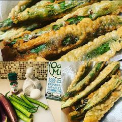 A picture of Okra Fries! Vegetarian.